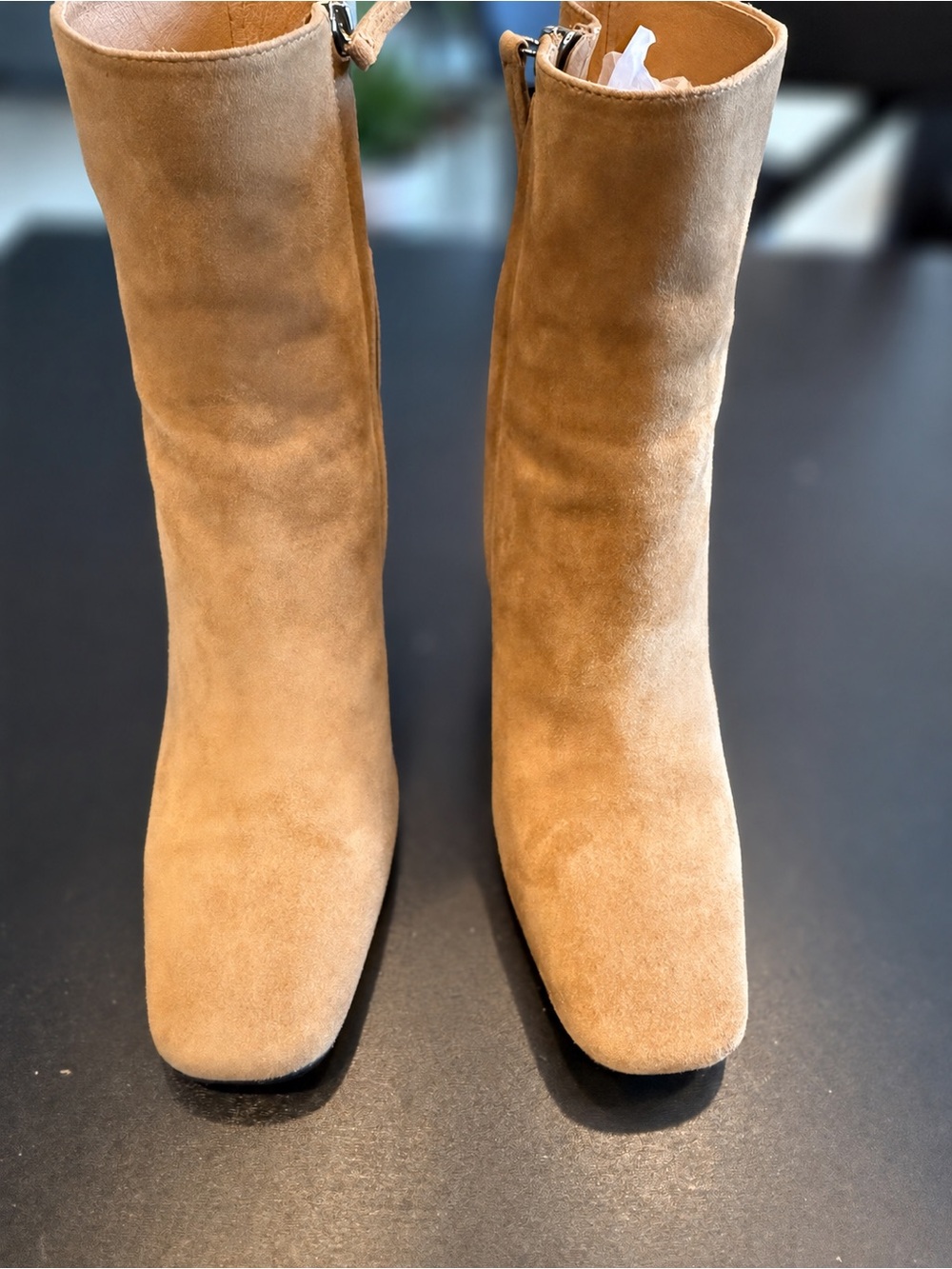 Bibi Lou Camel Suede Block Heel Ankle Boots Size 37 / US Size 7 - Picture 4 of 10